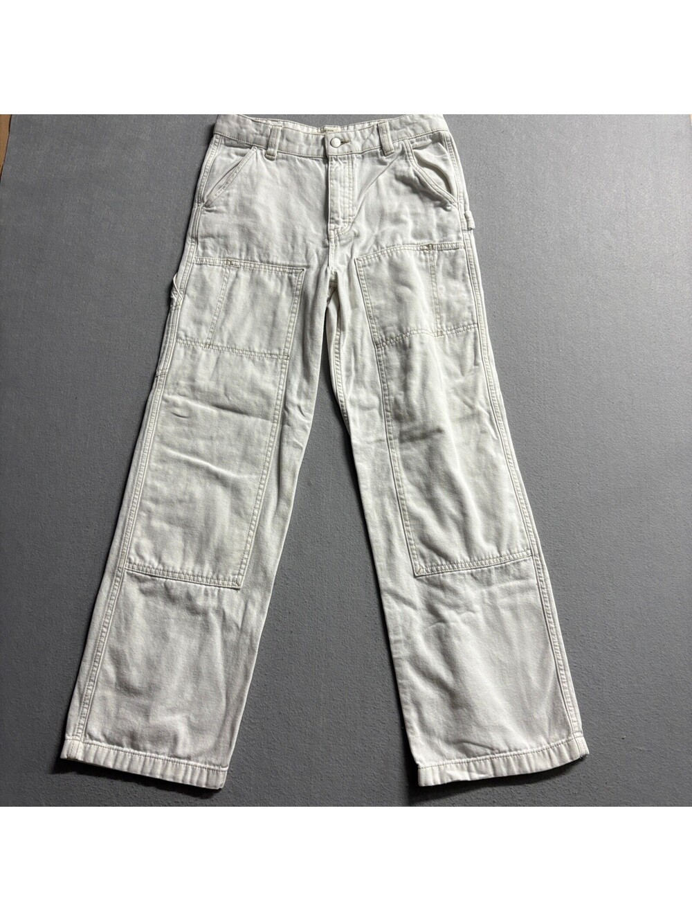 Zara Origins Carpenter Pants Womens 29 Off White Cotton Utility Workwear Canvas
